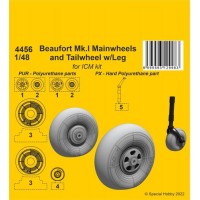 Beaufort Mk.I  Mainwheels and Tailwheel w/Leg for ICM kit 1/48