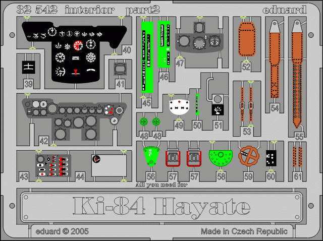 Ki-84 Hayate interior 1/32 Photo-etch for Hasegawa kit