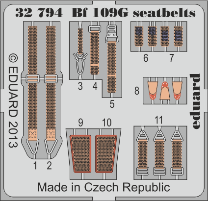 Bf 109G seatbelts 1/32 Photo-etch for Revell kit Bf 109G seatbelts 1/32 Photo-etch for Revell kit