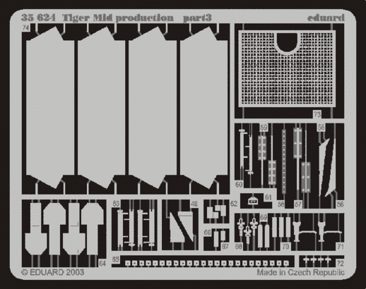 Tiger I Mid. Production 1/35 Photo-etch for Tamiya kit
