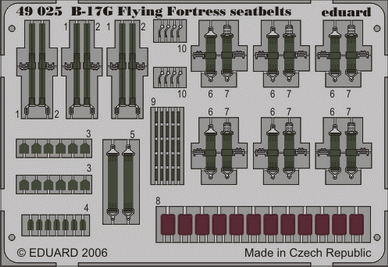 B-17G seatbelts 1/48 Photo-etch for Monogram/Revell kit