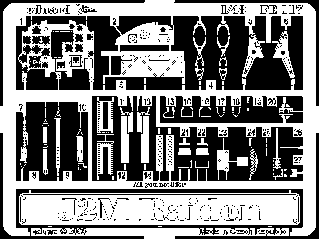 J2M Raiden 1/48 Photo-etch for Hasegawa kit