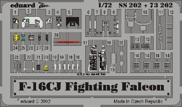 F-16CJ 1/72 Photo-etch for Hasegawa kit