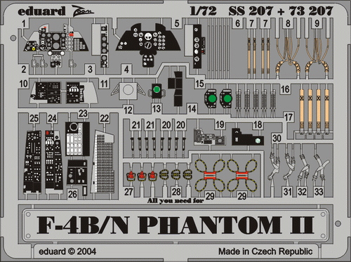 F-4B/N 1/72 Photo-etch for Hasegawa kit
