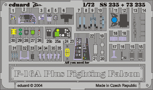 F-16A Plus 1/72 Photo-etch for Hasegawa kit