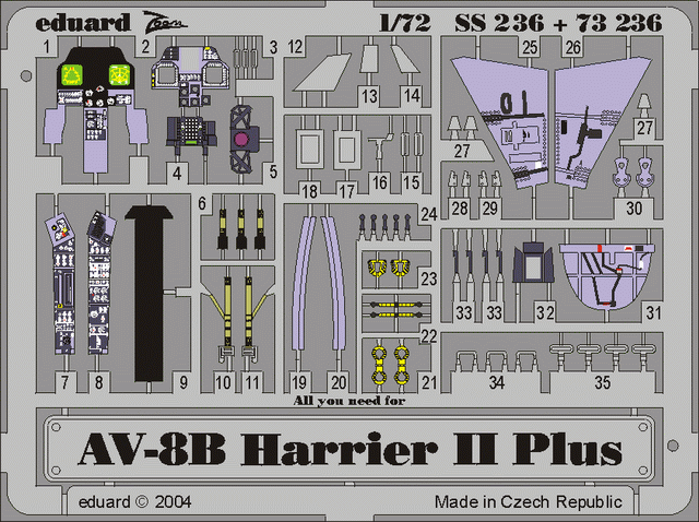 AV-8B Plus 1/72 Photo-etch for Hasegawa kit AV-8B Plus 1/72 Photo-etch for Hasegawa kit