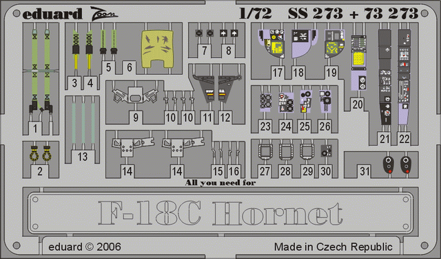 F-18C 1/72 Photo-etch for Hasegawa kit