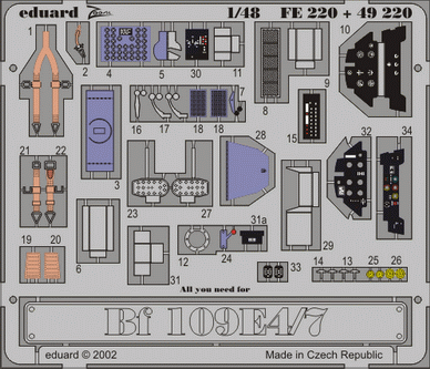 Bf 109E-4/7 1/48 Photo-etch for Tamiya kit Bf 109E-4/7 1/48 Photo-etch for Tamiya kit