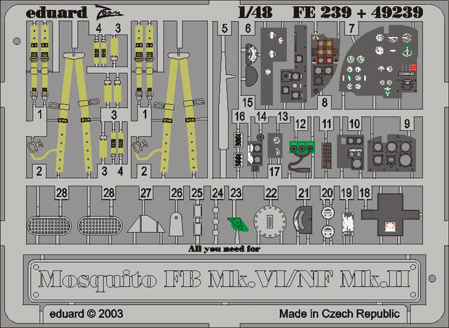 Mosquito FB Mk. VI/NF Mk. II 1/48 Photo-etch for Tamiya kit