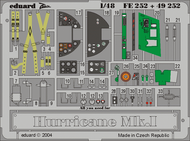Hurricane Mk.I 1/48 Photo-etch for Hasegawa kit