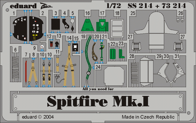 Spitfire Mk.I 1/72 Photo-etch for Tamiya kit Spitfire Mk.I 1/72 Photo-etch for Tamiya kit