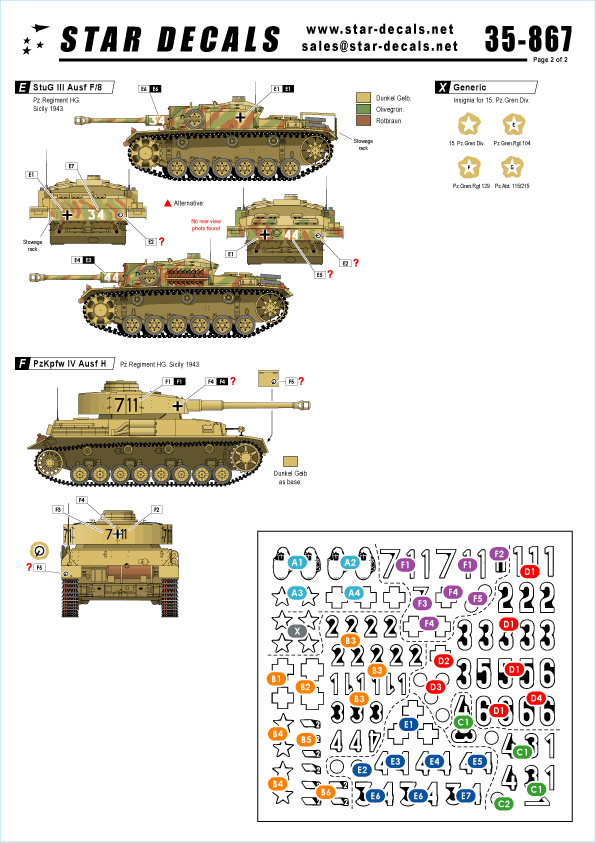 Star Decals 35-867 German Tanks in Italy #4. Sicily 1943 1/35