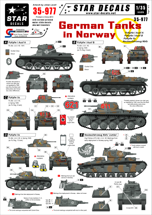Star Decals 35-977 German tanks in Norway 1/35