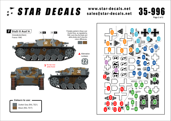 Star Decals 35-996 STURM! #4 StuG III Ausf A and B 1/35