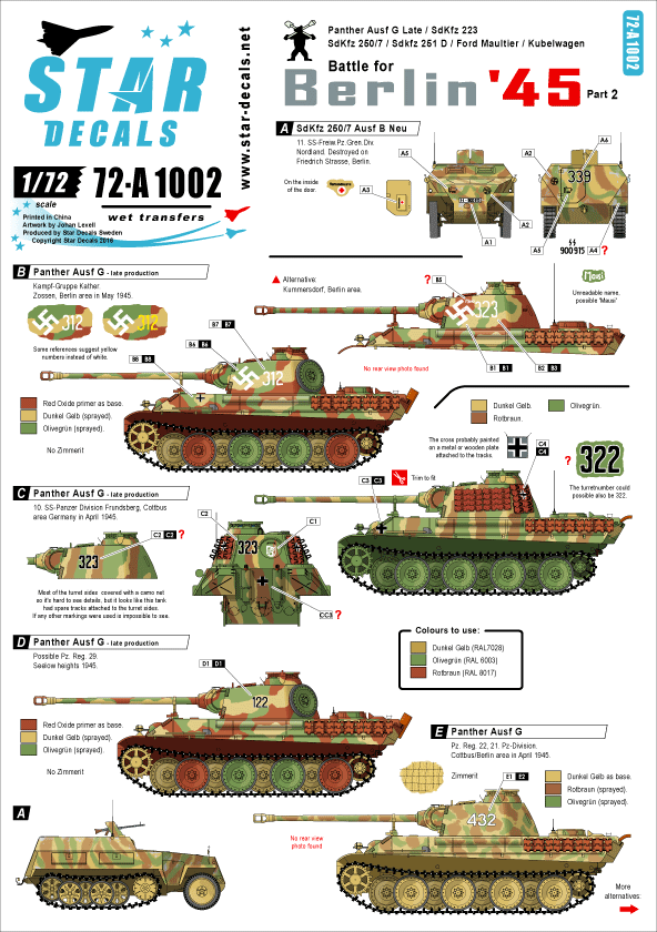 Star Decals 72-A1002 Battle for Berlin 45 #2 1/72 Star Decals 72-A1002 Battle for Berlin 45 #2 1/72