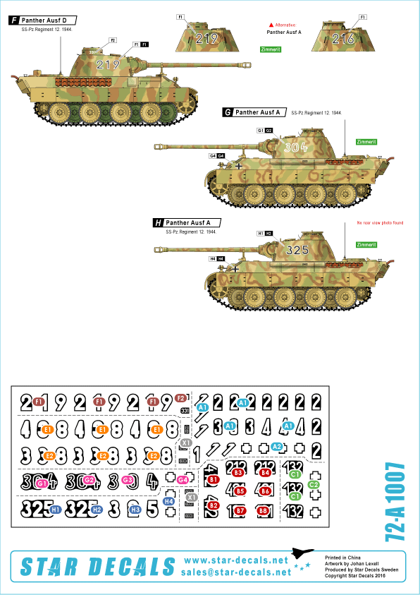 Star Decals 72-A1007 SS-Panthers #1 1/72