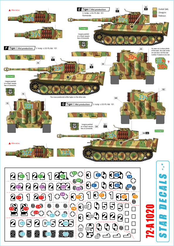Star Decals 72-A1020 Western Front Tigers #2 1/72 Star Decals 72-A1020 Western Front Tigers #2 1/72