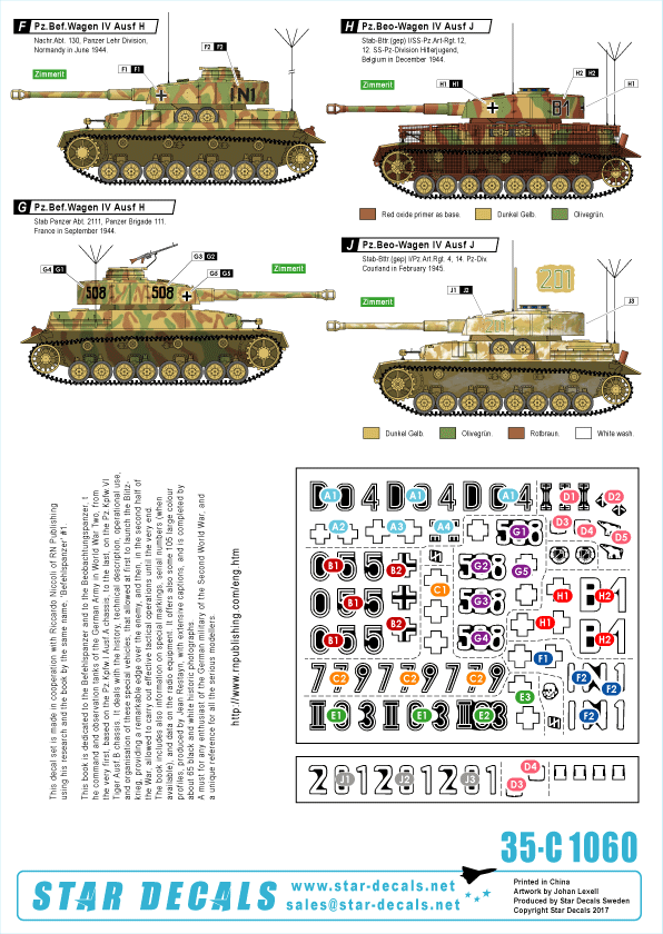 Star Decals 35-C1060 Befehlspanzer #4 German Command, Control and Observation Tanks 1/35
