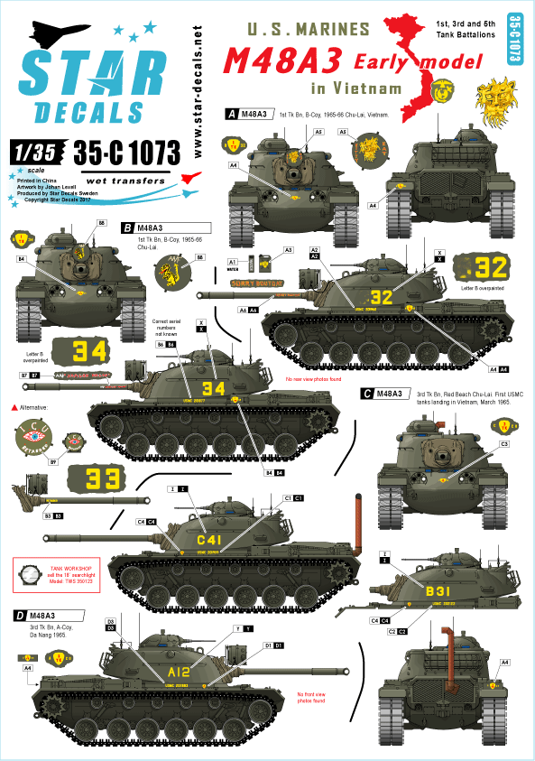 Star Decals 35-C1073 US Marines in Vietnam 1/35
