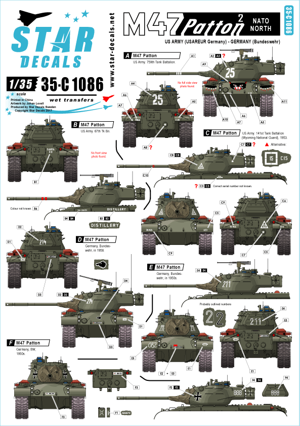 Star Decals 35-C1086 M47 Patton #2 - NATO North 1/35