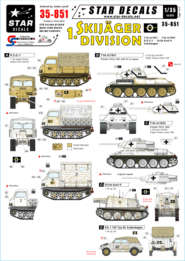 Star Decals 35-851 German 1.Skijäger Division 1/35
