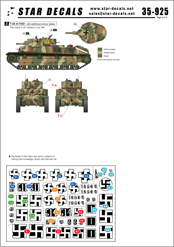 Star Decals 35-925 Finnish Tanks in WW2 #2 1/35